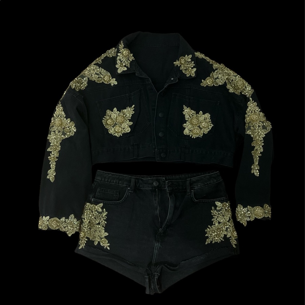 Customized shorts and cropped jacket set